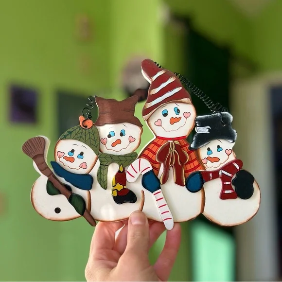 VTG Winter Seasonal Snowman Figural Whimsical Cute Wall Hanging Home Decor Art - Picture 7 of 7